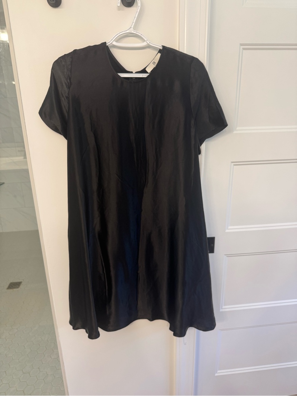 Banana Republic trapeze black satin dress